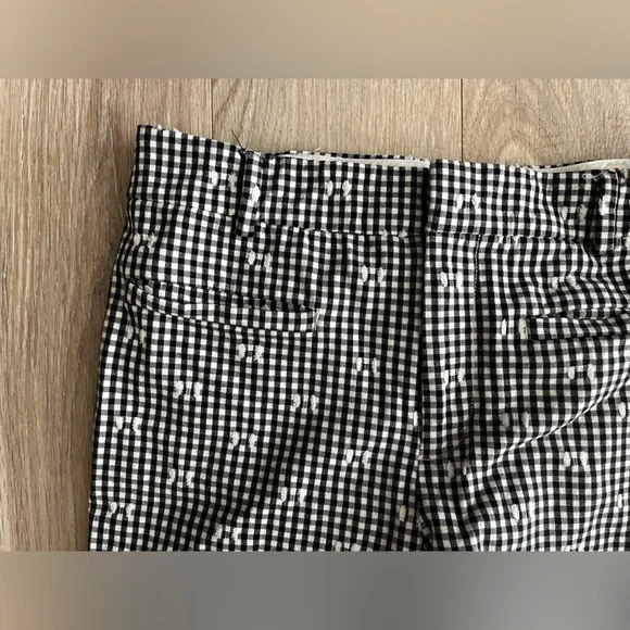 Anthropologie Maeve Essential Slim Flared Pants Black and White Gingham Crop - 6 - Picture 4 of 9